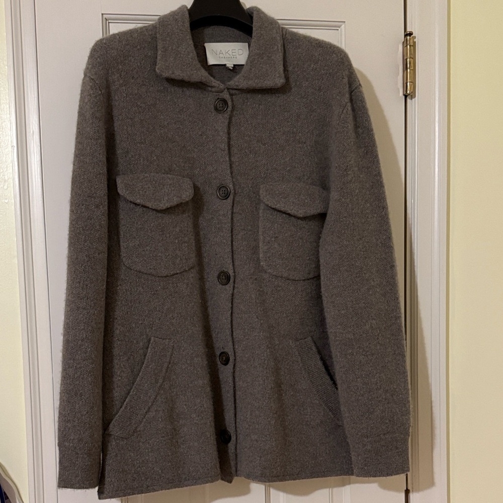 NakedCashmere 100% Thick Cashmere Utility Jacket Sweater in Sparrow Color Sz S